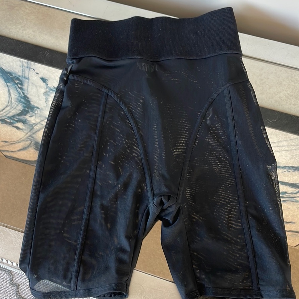 Sheer high rise biker shorts